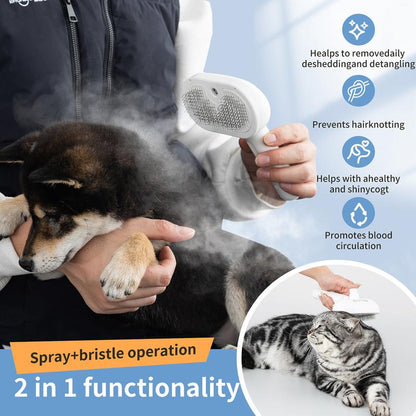 🐾 Self-Cleaning Mist Grooming Brush